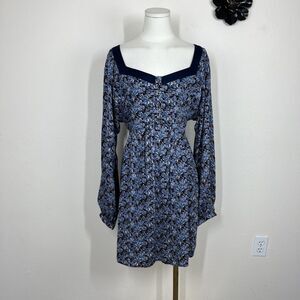 Joe Browns Dress Womens 18 Plus Blue Floral Mini Boho Cottagecore